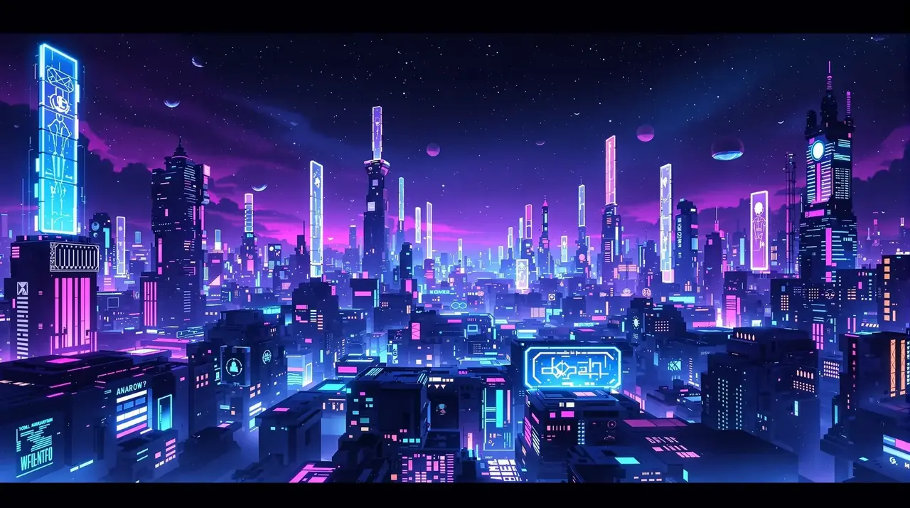 樱花动漫官网 AI动态漫剧霓虹科技都市背景